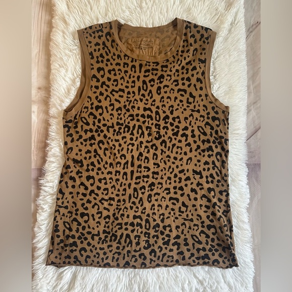 Nili Lotan Tank Top Leopard Animal print Sz Small 100% Cotton Stretch casual - Picture 1 of 5